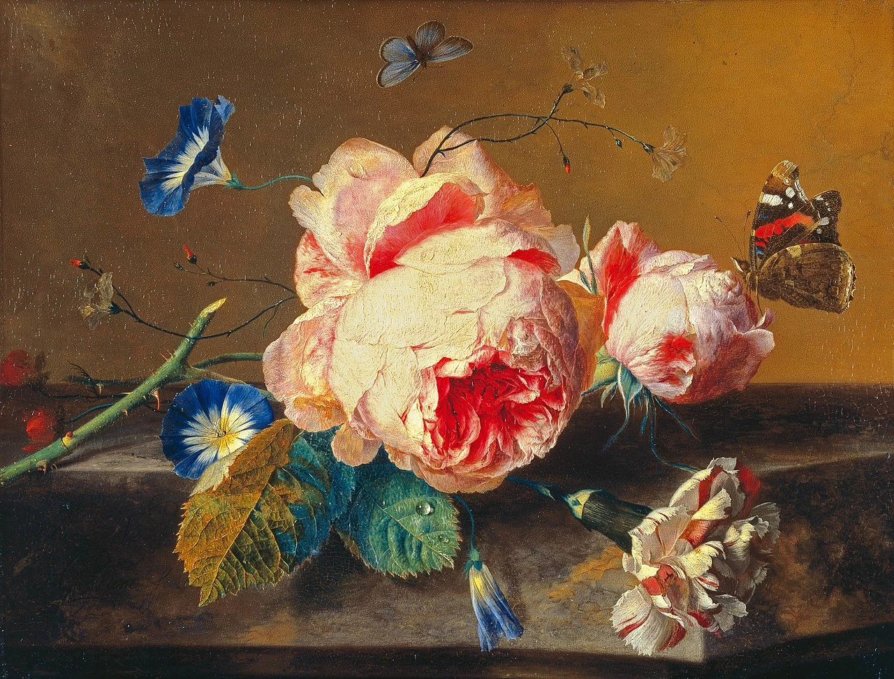 Jan van Huijsum - Natura morta con rose, Koninklijk Kabinet van Schilderijen Mauritshuis